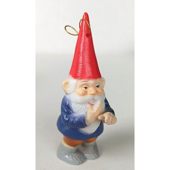 Vintage Uniboek Gnome Christmas Ornament Hard Plastic Hong Kong 3.5" - Picture 5 of 8